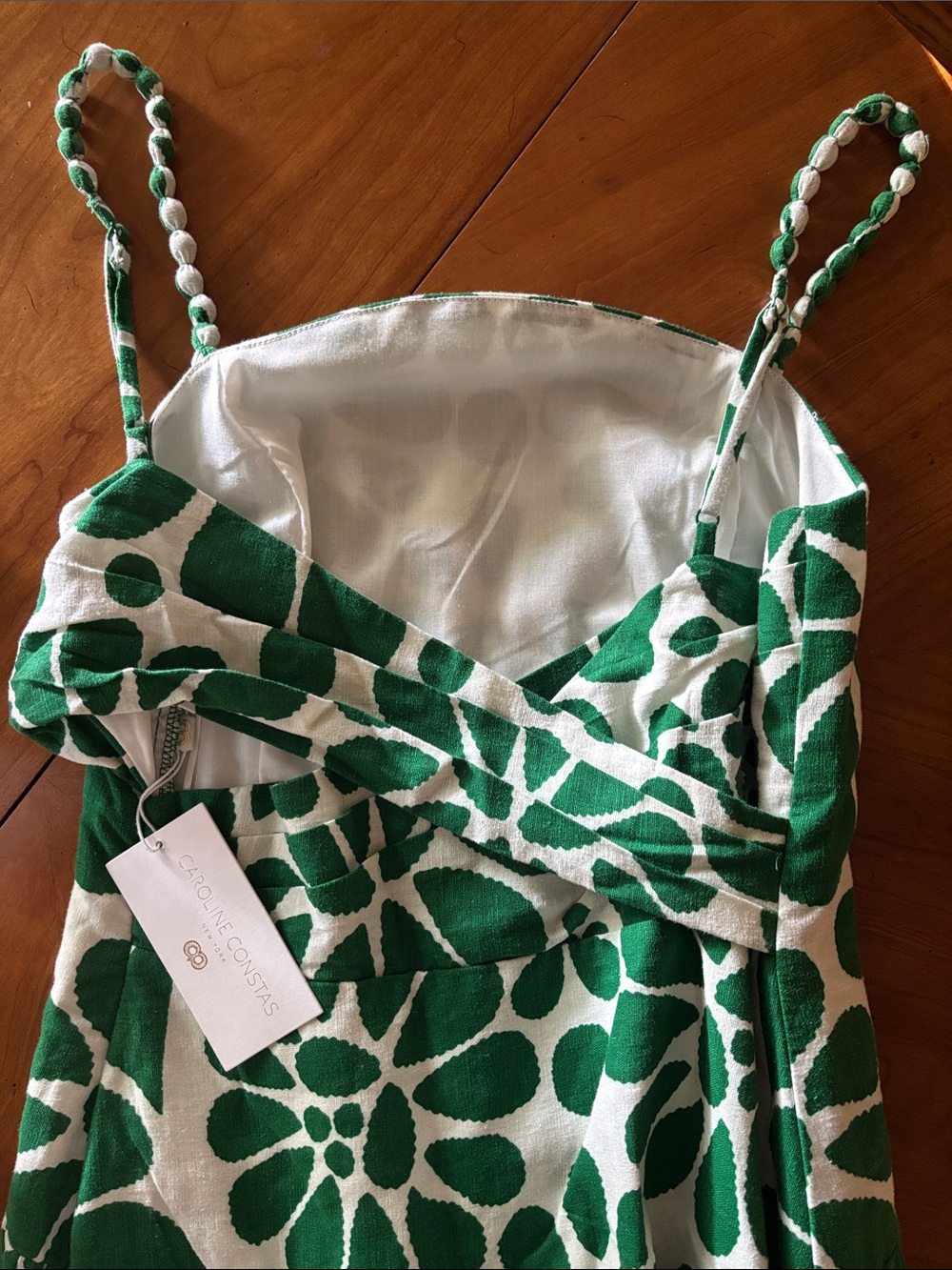 Caroline Constas Green and White Floral Midi Dress - Picture 7 of 8